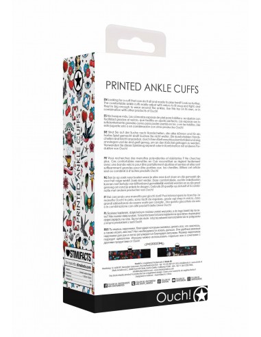 Printed Ankle Cuffs - Old School Tattoo Style - Black - Kajdanki erotyczne - 7