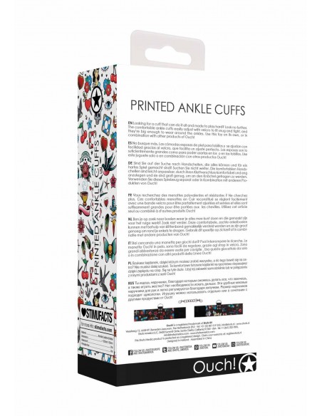 Printed Ankle Cuffs - Old School Tattoo Style - Black - Kajdanki erotyczne - 7