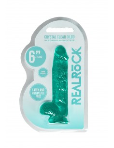 6"" / 15 cm Realistic Dildo With Balls - Turquoise - Dilda żelowe - 1 2
