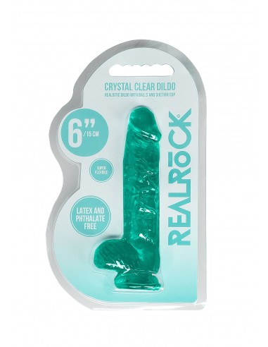6"" / 15 cm Realistic Dildo With Balls - Turquoise - Dilda żelowe - 2