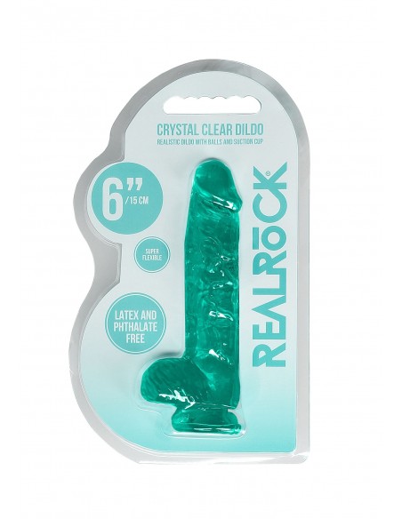 6"" / 15 cm Realistic Dildo With Balls - Turquoise - Dilda żelowe - 2