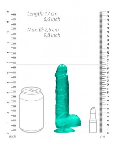 6"" / 15 cm Realistic Dildo With Balls - Turquoise - Dilda żelowe - 4