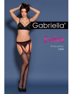 Rajstopy cienkie Erotica Strip Panty Lola Czarno-czerwone S/M - Rajstopy - 1