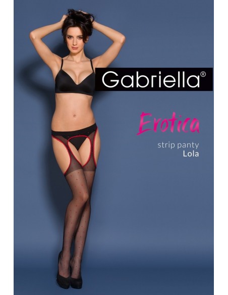 Rajstopy cienkie Erotica Strip Panty Lola Czarno-czerwone S/M - Rajstopy - 1