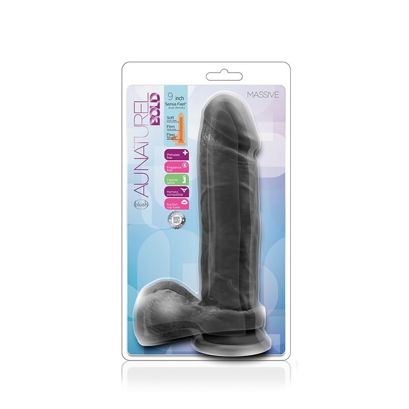 Dildo Au Naturel Bold Massive 9" - podwójna gęstość Sensa Feel, FlexiShaft, 24 cm - 2