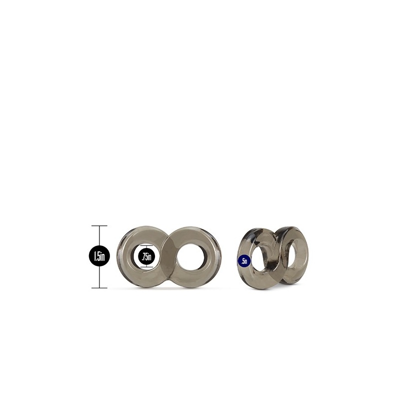 Pierścień na penisa i jądra Stay Hard Cock Ring and Ball Strap - konstrukcja typu 8, średnica wewnętrzna 1,7 cm, grubość ścianki - 3