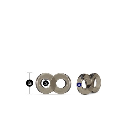 Pierścień na penisa i jądra Stay Hard Cock Ring and Ball Strap - konstrukcja typu 8, średnica wewnętrzna 1,7 cm, grubość ścianki - 3