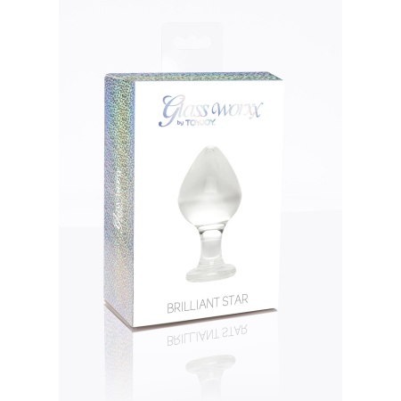 Szklany korek analny Brilliant Star 9 cm (4 cm średnicy) z bulwiastą końcówką - 1