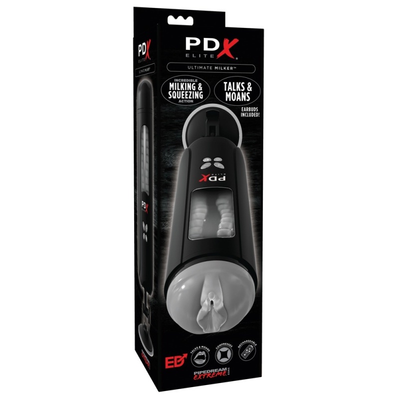 Masturbator PDX Elite Ultimate Milker z technologią milking, podstawą do odsysania i rękawem TPE, 26,9 cm - 1