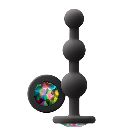 Korek Analny Glams Ripple Rainbow Gem Black - 1