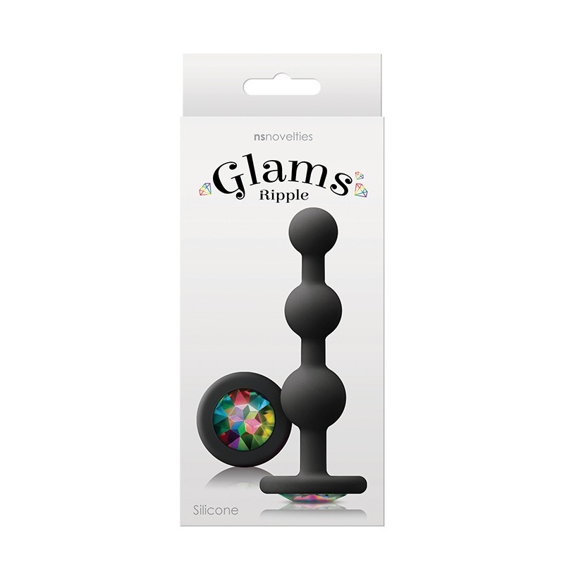 Korek Analny Glams Ripple Rainbow Gem Black - 2