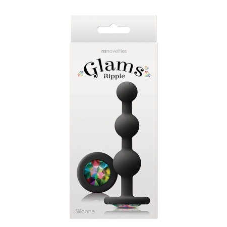 Korek Analny Glams Ripple Rainbow Gem Black - 2