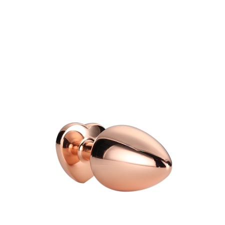Korek analny Rose Gold Plug Medium - aluminium, akrylowy kamień serca, rozkloszowana podstawa - 3
