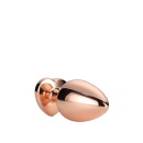 Korek analny Rose Gold Plug Medium - aluminium, akrylowy kamień serca, rozkloszowana podstawa - 3
