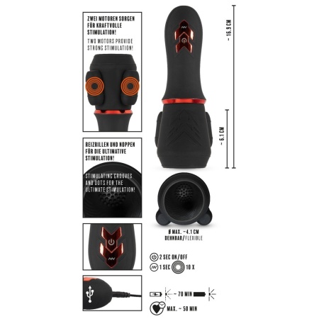 Masturbator glansowy Rebel Glans – 2 silniki, 10 trybów wibracji, długość 16,9 cm - 4