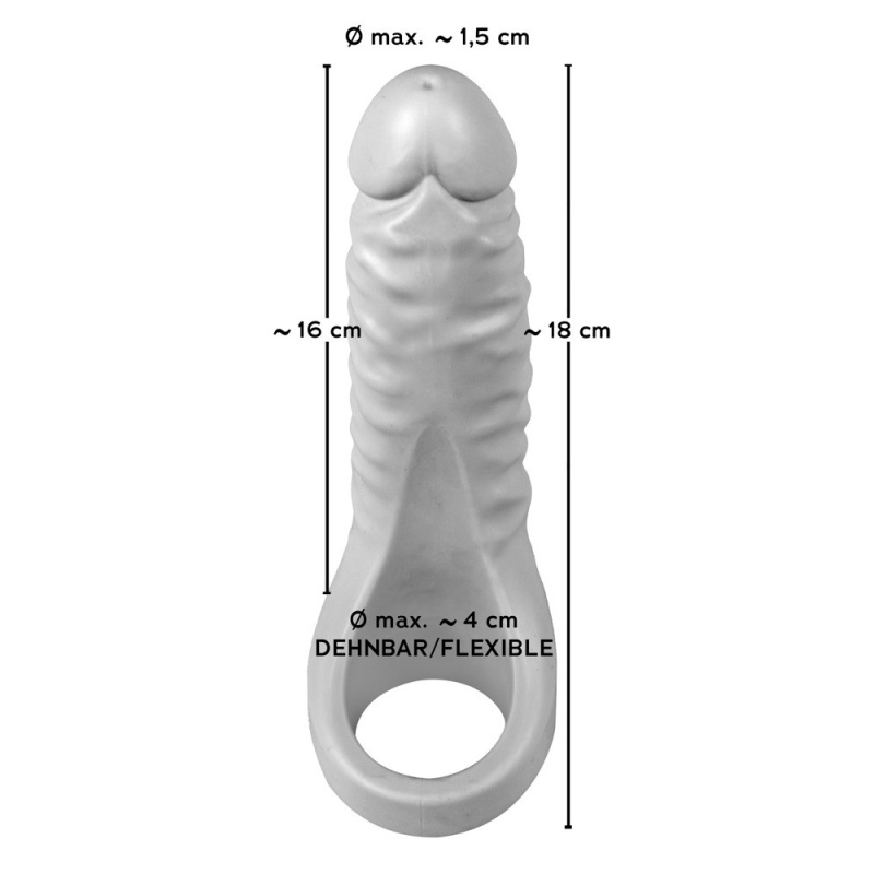 Nakładka na penisa z dildo Realistixxx Double Fucker – pierścień na jądra 4 cm, dildo 18 cm, średnica 3,1–4,5 cm - 3