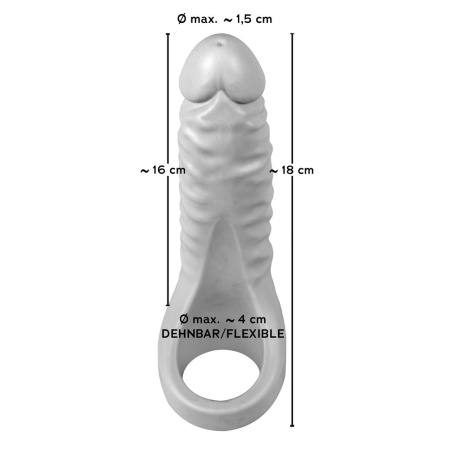 Nakładka na penisa z dildo Realistixxx Double Fucker – pierścień na jądra 4 cm, dildo 18 cm, średnica 3,1–4,5 cm - 3