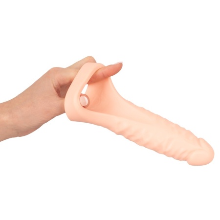 Nakładka na penisa z dildo Realistixxx Double Fucker – pierścień na jądra 4 cm, dildo 18 cm, średnica 3,1–4,5 cm - 8