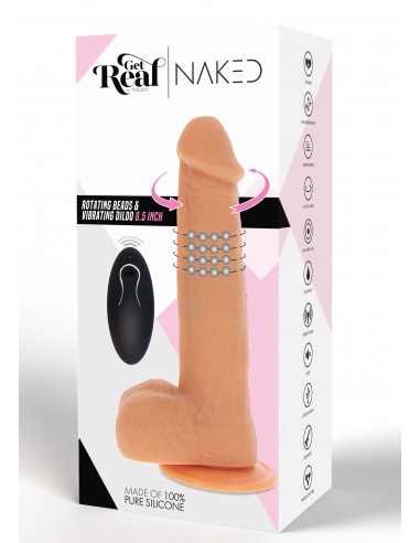 Rotating Beads Vibrating Dildo