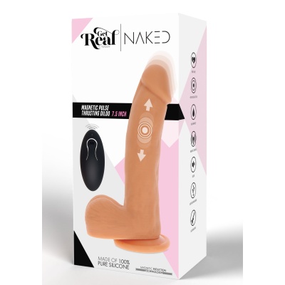 Dildo Magnetic Pulse Thrusting Light Skin Tone – 18 cm z pulsacją i tłoczeniem - 1 2