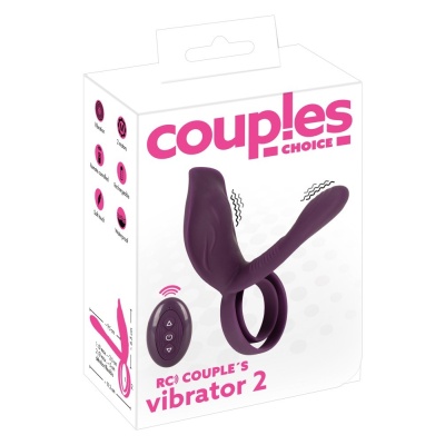 Wibrator dla par Couples Choice RC Couple's Vibrator 2 z pilotem — pierścień na penisa i jądra, silikon, długość 11,2 cm - 1