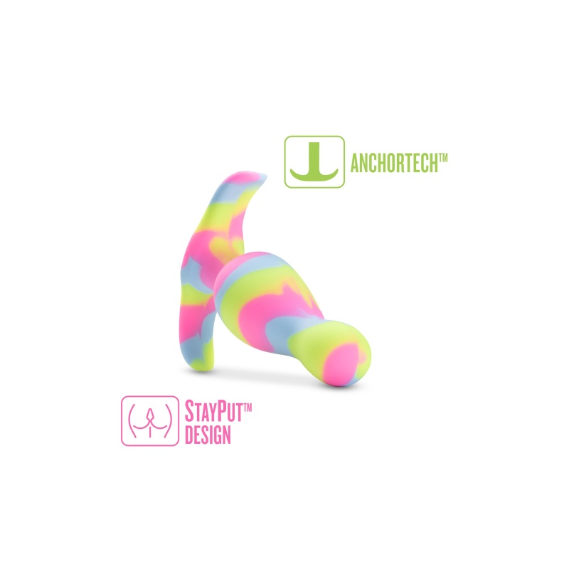 Korek analny Avant Kaleido Lime - stożkowa główka, krzywizna do dodatkowej stymulacji, silikon Puria™, 8,9 cm - 6