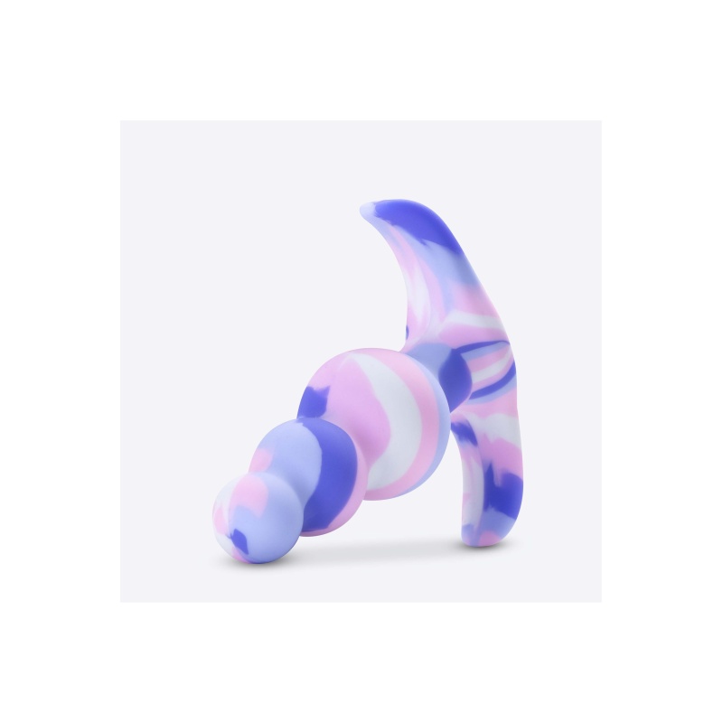 Korek analny Avant Twilight Blue z silikonu platynowego Puria™ - stożkowa główka, trzy krzywizny i podstawa AnchorTech™, 7,6 cm - 3