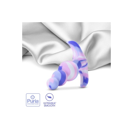 Korek analny Avant Twilight Blue z silikonu platynowego Puria™ - stożkowa główka, trzy krzywizny i podstawa AnchorTech™, 7,6 cm - 6