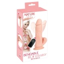 Wibrator Nature Skin Bendable RC — wyginany, realistyczny kształt z żołędzią i jądrami, z przyssawką i pilotem RC, 20,8 cm - 1