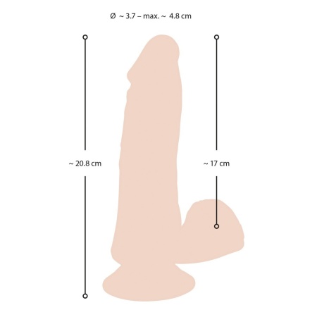 Wibrator Nature Skin Bendable RC — wyginany, realistyczny kształt z żołędzią i jądrami, z przyssawką i pilotem RC, 20,8 cm - 4