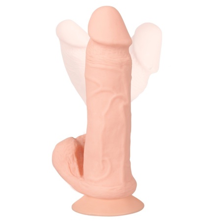 Wibrator Nature Skin Bendable RC — wyginany, realistyczny kształt z żołędzią i jądrami, z przyssawką i pilotem RC, 20,8 cm - 8