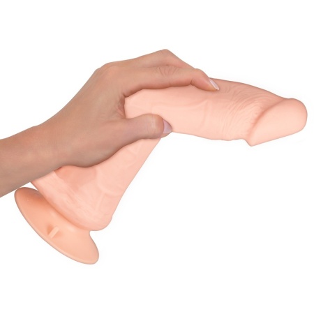 Wibrator Nature Skin Bendable RC — wyginany, realistyczny kształt z żołędzią i jądrami, z przyssawką i pilotem RC, 20,8 cm - 10