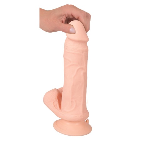 Wibrator Nature Skin Bendable RC — wyginany, realistyczny kształt z żołędzią i jądrami, z przyssawką i pilotem RC, 20,8 cm - 11