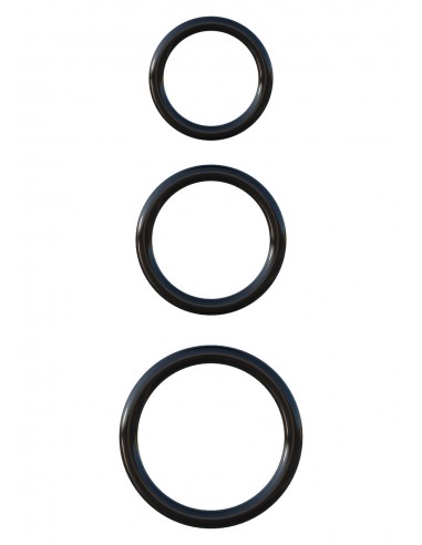 Pierścień-SILICONE 3-RING STAMINA SET BLACK