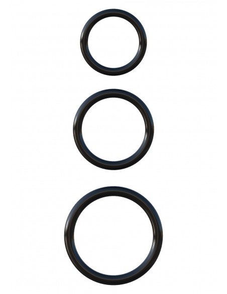 Pierścień-SILICONE 3-RING STAMINA SET BLACK