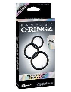 Pierścień-SILICONE 3-RING STAMINA SET BLACK 2
