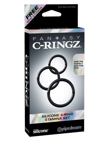 Pierścień-SILICONE 3-RING STAMINA SET BLACK