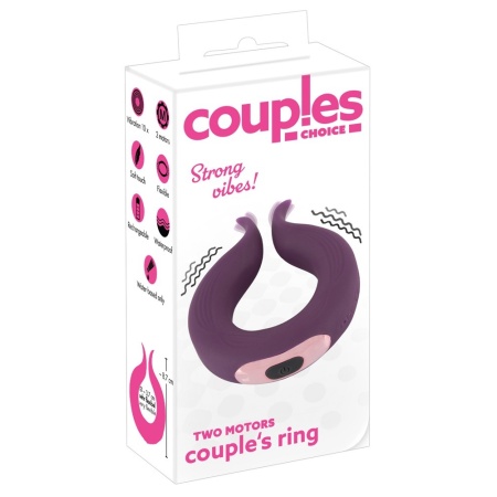 Wibrator pierścieniowy Couples Choice Two Motors Coup z 2 silnikami i elastycznymi ramionami, długość 8,7 cm - 1
