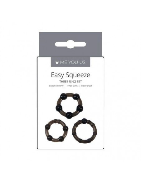 Me You Us Easy Squeeze Cock Ring Set Black