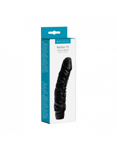 Wibrator-7,5"""""""" Perfect Pleasures Curved Veined Rambo Vibe ~ Black (2AA)
