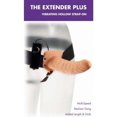 Proteza Strap-On The Extender Plus - Wibrująca, Pusta, z Regulowanym Paskiem - 1