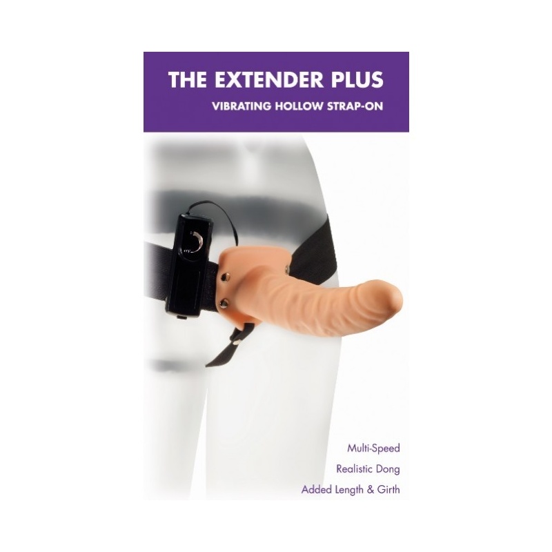 Proteza Strap-On The Extender Plus - Wibrująca, Pusta, z Regulowanym Paskiem - 1