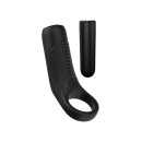 Pierścień wibracyjny nasadowy Couples Enhancer Black - silikonowy, rozmiar uniwersalny, z żebrowanym ticklerem 2w1 - 1