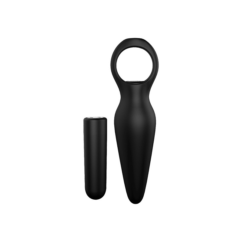 Wibrujący plug analny TAPERED PLUG - kształt stożkowy, matowy silikon, uchwyt pierścieniowy - 1