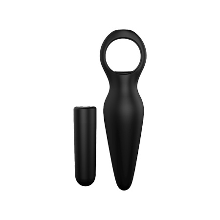 Wibrujący plug analny TAPERED PLUG - kształt stożkowy, matowy silikon, uchwyt pierścieniowy - 1