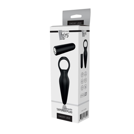 Wibrujący plug analny TAPERED PLUG - kształt stożkowy, matowy silikon, uchwyt pierścieniowy - 2