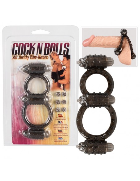 Cock'n balls vibro harness