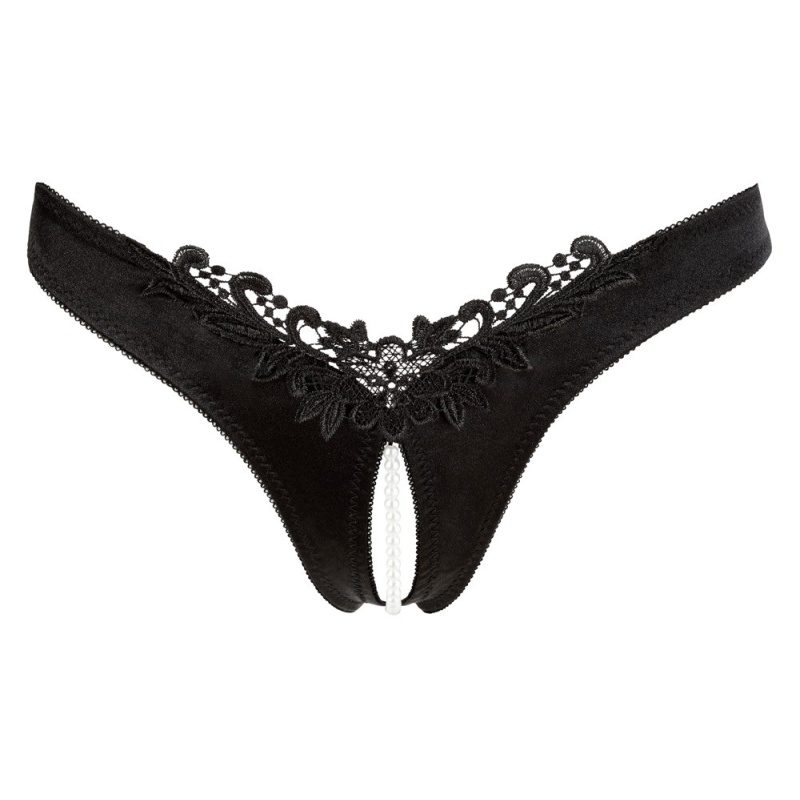 G-String Pearls black L - 3