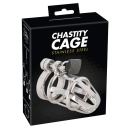 Klatka na penisa Chastity Cage Stainless Steel – stal nierdzewna, zamek kłódkowy, 3 pierścienie bazowe, długość 9,5 cm - 1