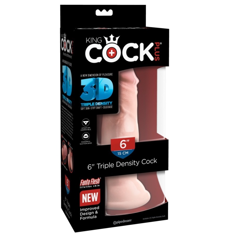 KCP 6 Triple Density – dildo o potrójnej gęstości z przyssawką, długość całkowita 18,4 cm - 1
